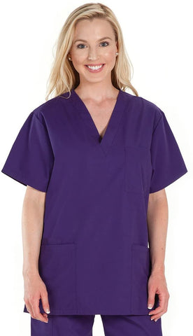 Medium Only! Prestige Medical Premium Five Pocket Unisex Scrub Top, Grape