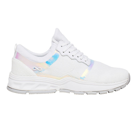 Infinity Footwear Fly in White/Rainbow Flash