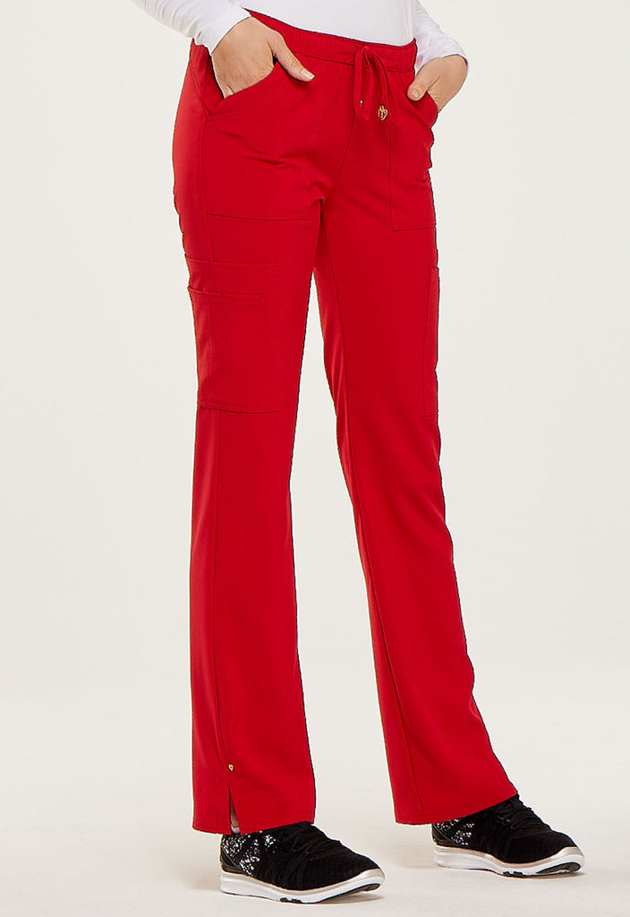 UA Flex2 PETITE Straight Leg Yoga Scrub Pants, Petite Pants - Size L, Red/black  Polyester/ Rayon/ Spandex